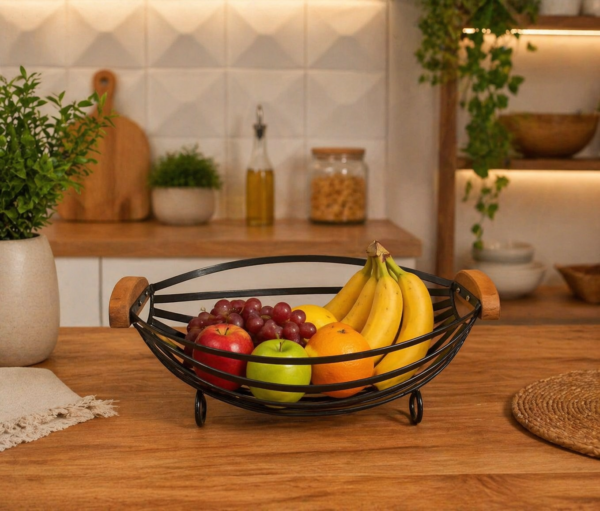 Fruteira Oval M em ferro e Madeira Maciça
