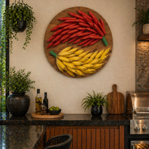 Mandala em madeira Banana e Pimenta