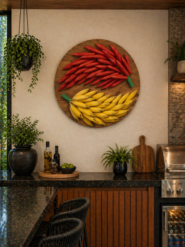 Mandala em madeira Banana e Pimenta