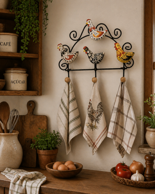 Cabideiro Galinhas Decorativo