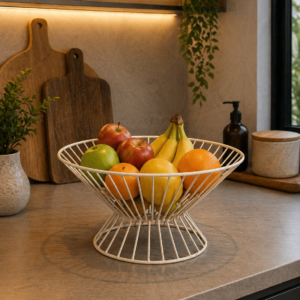 Fruteira em Ferro Branca – Design Moderno