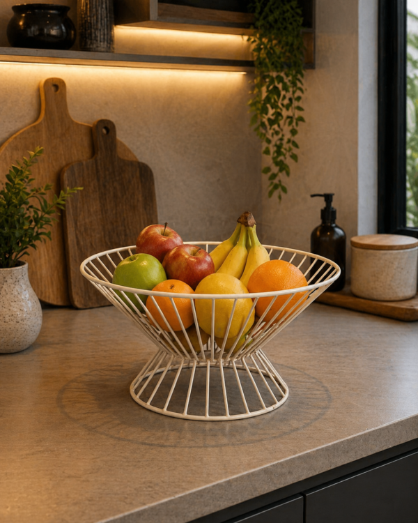 Fruteira em Ferro Branca – Design Moderno