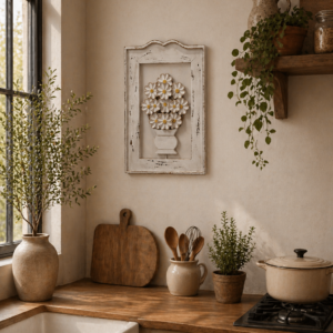 Quadro Decorativo Floral em Madeira Maciça