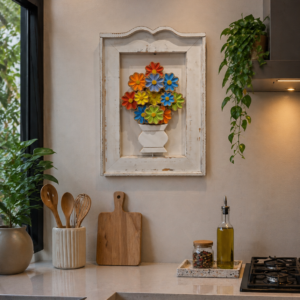 Quadro Decorativo Floral em Madeira Maciça