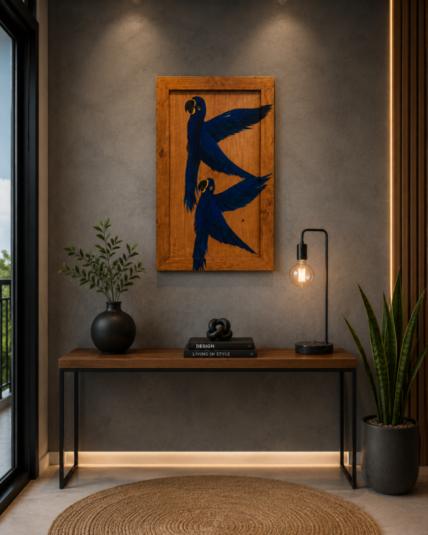 Quadro Moldurado Arara Azul