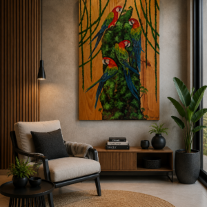 Quadro Quarteto Arara Vermelha