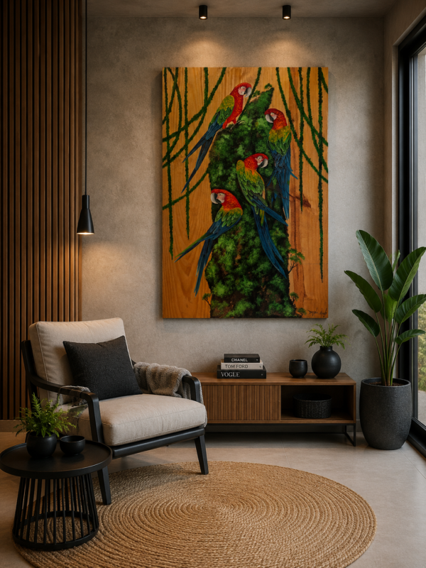 Quadro Quarteto Arara Vermelha