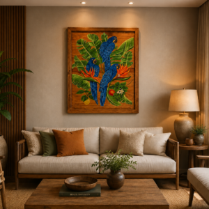Quadro Moldurado Trio Arara Azul