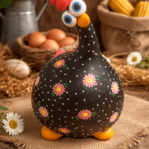 Foto do produto Galinha Decorativa em Cabaça Preta
