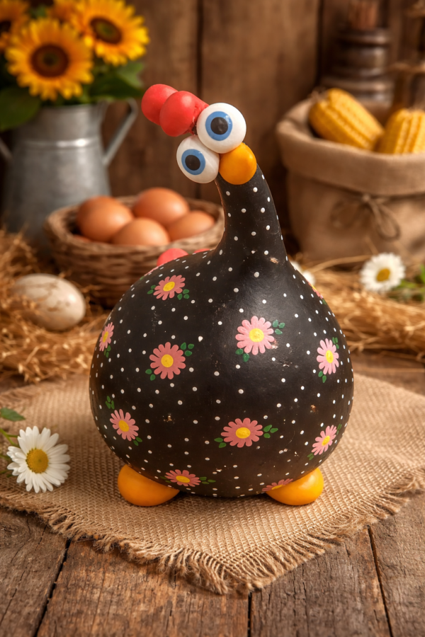 Foto do produto Galinha Decorativa em Cabaça Preta