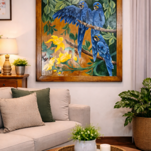 Foto do produto Quadro Moldurado Trio Arara Azul 100x87cm