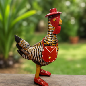 Galinha com Botas Decorativo em Madeira Maciça