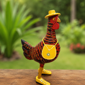Galinha com Botas Decorativo em Madeira Maciça