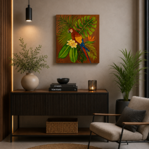 Quadro Artesanal em Madeira Maciça – Arara