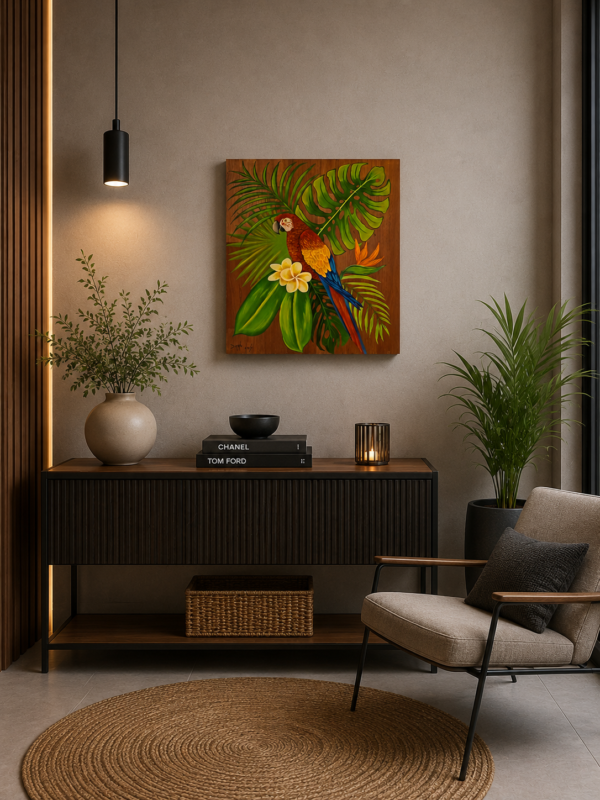 Quadro Artesanal em Madeira Maciça – Arara